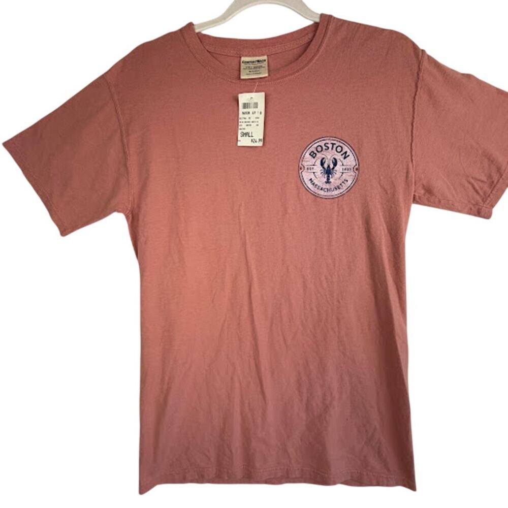 ComfortWash Boston Massachusetts Lobster Graphic T-Shirt Pink Size S NWT